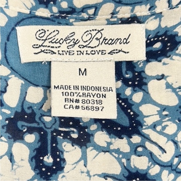 Lucky Brand Boho Billowy Button Up Blouse Medium - Picture 6 of 8